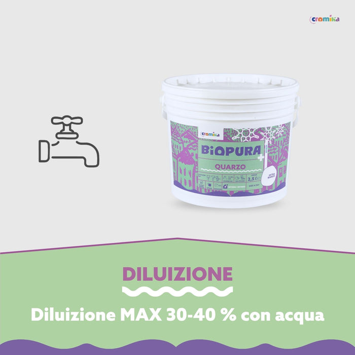 Pittura quarzo antialga interni esterni finitura opaca linea biopura cromika *** formato 2.5 lt, confezione 1