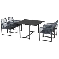 Set da Giardino 5 Pezzi con 1 Tavolo, 4 Sedie, Ideale per Pranzo all'Aperto, Resistente alle Intemperie, Grigio