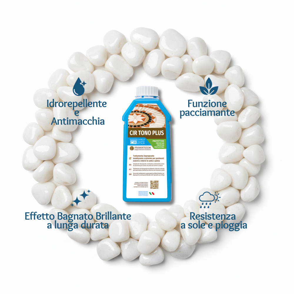 Ciottoli bianco carrara con protettivo effetto bagnato brillante – cir tono plus *** misura 25/40, formato 25 kg + ...
