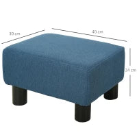 Pouf Poggiapiedi Imbottito e Rettangolare in Poliestere e Plastica, 40x30x24 cm, Blu Scuro