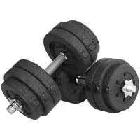 Set Pesi Manubri da 30 kg (8x2.5 kg, 4x1.5 kg) con 12 Dischi e 2 Manubri da 2 kg, 43x18x7.5 cm, Nero