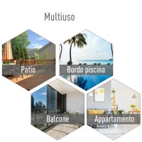 Set 4 Sedie Pieghevoli da Esterni in Acciaio e Texteline Per Giardino Veranda Terrazzo, Grigio, 58 x 64 x 94cm