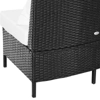 Divano da Esterno in Rattan, Set 5 Pezzi con Pouf, Salottino per il Giardino Nero e Bianco 96cmx 68cmx 65cm