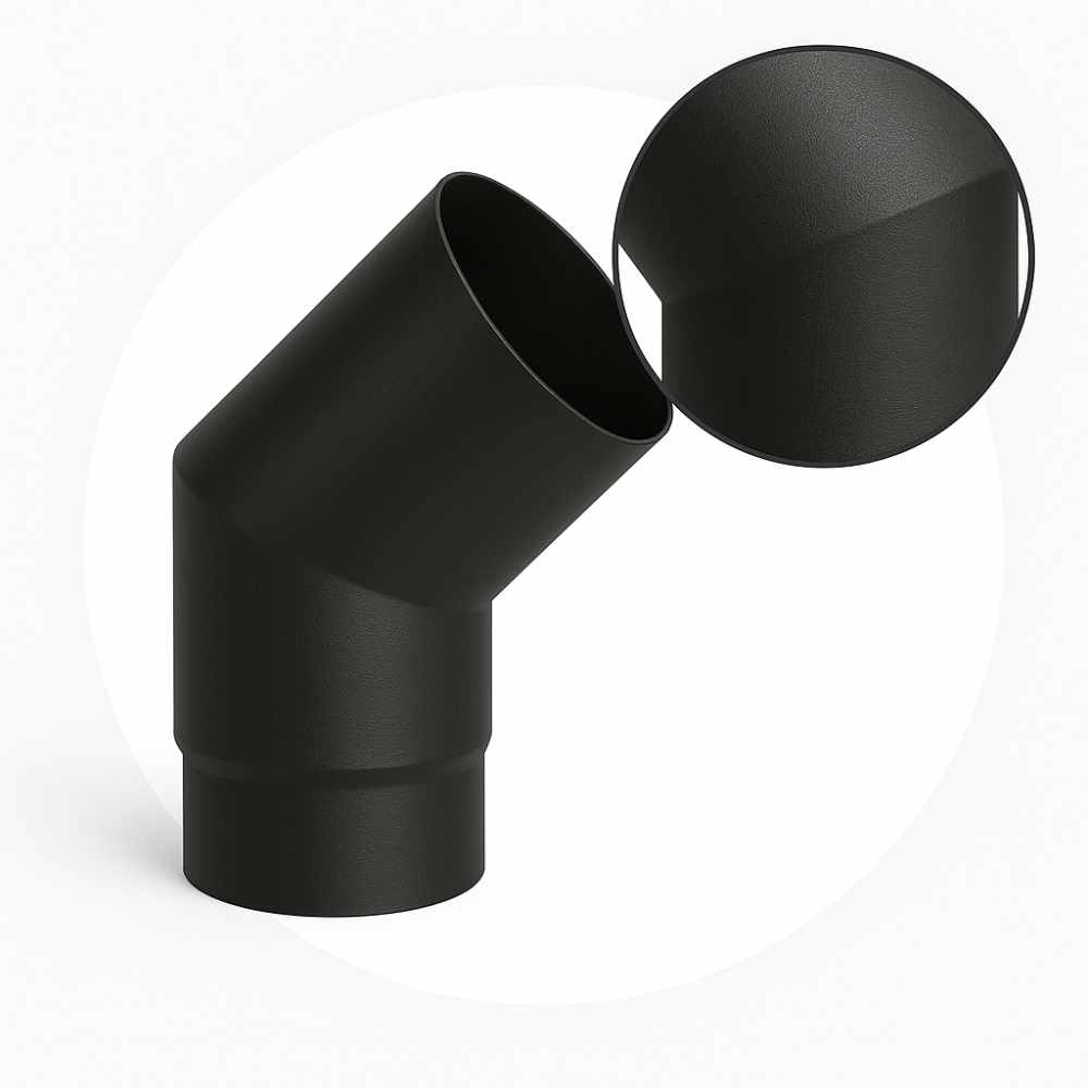 Curva a 45° elemento angolare modifica sezione canale fumo stufa pellet *** misura Ø 150 mm, confezione 1