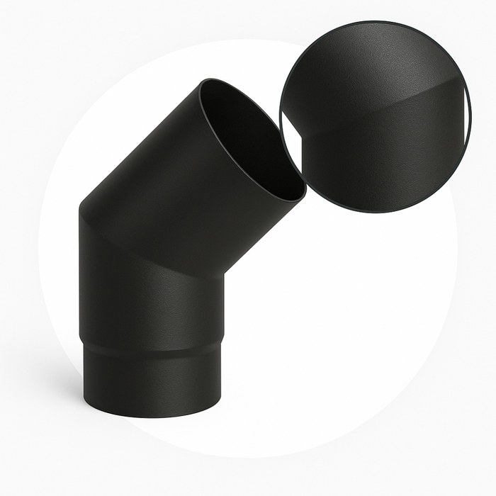 Curva a 45° elemento angolare modifica sezione canale fumo stufa pellet *** misura Ø 150 mm, confezione 1