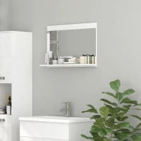 kleankin Specchio Bagno da Parete con Mensola Design Moderno e Multiuso, 60x12x40 cm, Bianco