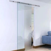 Porte Scorrevoli in Vetro Satinato da Interni con Binario B3 in Alluminio per Bagno Cucina Studio 205x90x0,8cm