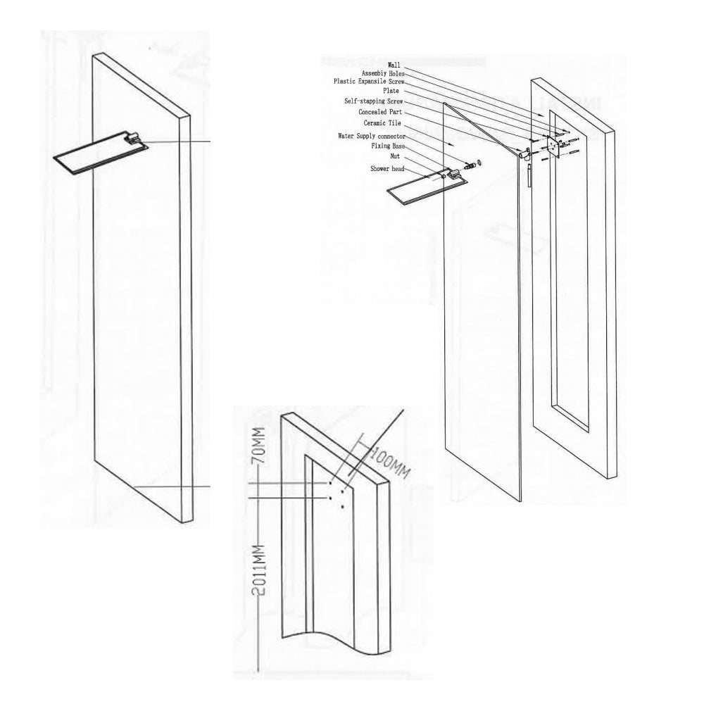 Soffione doccia a parete acciaio inox punta tonda