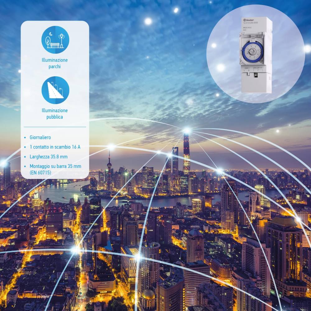 Finder interruttore orario giornaliero serie 12 16a 230v cavalieri 36 mm