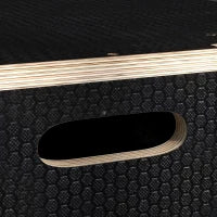 Box Jump Pliometrico a 3 Altezze in Legno Antiscivolo, 76-61-51cm, Nero