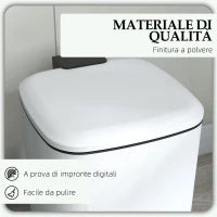 Bidone Immondizia da 12L a Pedale con Chiusura Silenziosa, in Metallo e PP, 24.5x32x34.5 cm, Bianco