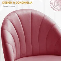 Set 2 Sedie da Pranzo in Velluto Imbottite con Gambe in Metallo, Rosso