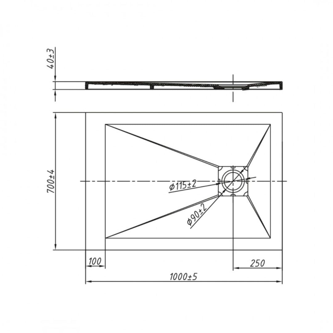 Piatto doccia mineral marmo resina antiscivolo spessore 4 cm *** misure l100 x p70 x h4 cm, confezione 1