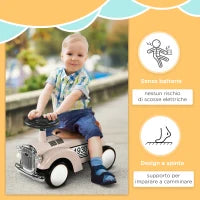 Macchina per Bambini 12-36 mesi con Clacson e Vano Portaoggetti a Scomparsa, in PP e Metallo, 58x27x35 cm