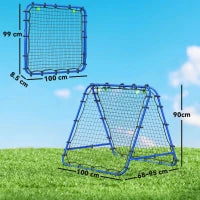 Rete da Calcio Rebounder Pieghevole con Angolo Regolabile e Picchetti, 100x95x90 cm, Blu