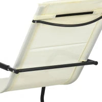 Set da 2 Sdraio a Dondolo con Poggiatesta e Braccioli, 67x144x87 cm, Grigio e Beige