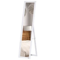 Specchio da Terra e Muro Rettangolare, Specchio da Pavimento per Intero Armadio, 37L x 37l x 154H cm, Bianco
