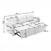 Divano Componibile a L in Velluto, Divano letto reclinabile estraibile convertibile, con sedili contenitore, Beige