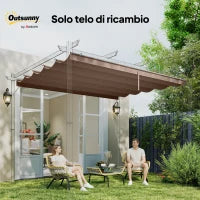 Copertura per Gazebo Pergola 4x3 m in Poliestere Traspirante Caffè con 10 Fori di Drenaggio