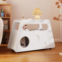 Tavolino Salvaspazio con Ruote, Angoli Arrotondati per Soggiorno e Camera da Letto, 81x33x51.5 cm, Bianco