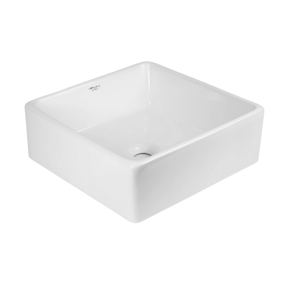 Lavabo da appoggio ceramica bianco quadrato arredo bagno lavandino 39x39x14 cm *** confezione 1