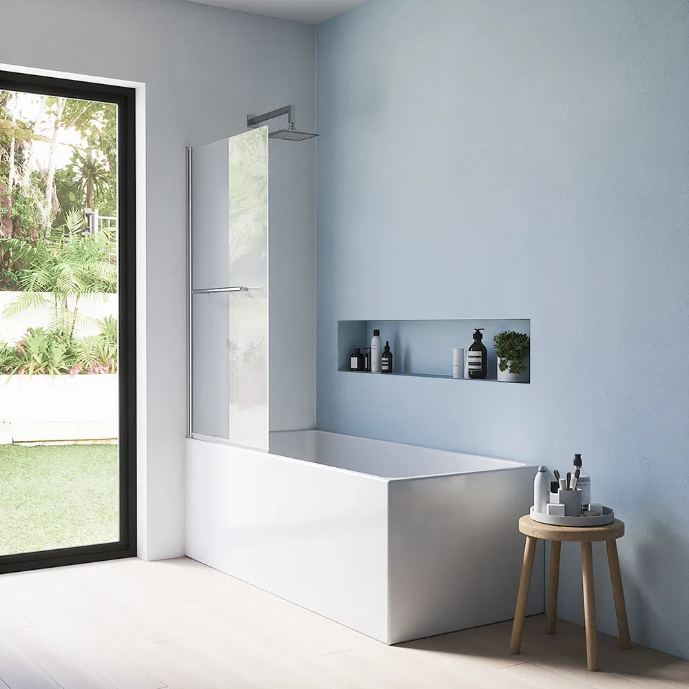 Parete sopravasca girevole 80 cm vetro trasparente e portasciugamani | Jandia