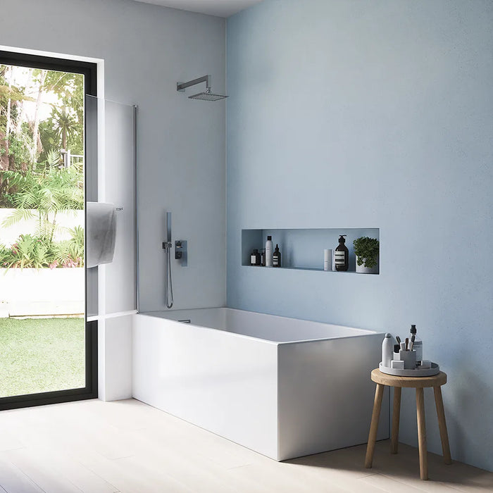 Parete sopravasca girevole 100 cm vetro trasparente e portasciugamani | Jandia