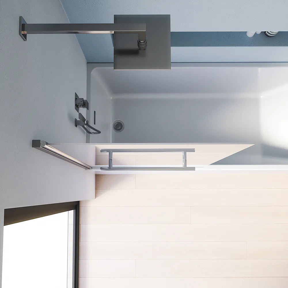 Parete sopravasca girevole 100 cm vetro trasparente e portasciugamani | Jandia