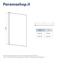 Parete sopravasca girevole 80 cm vetro trasparente | Jandia