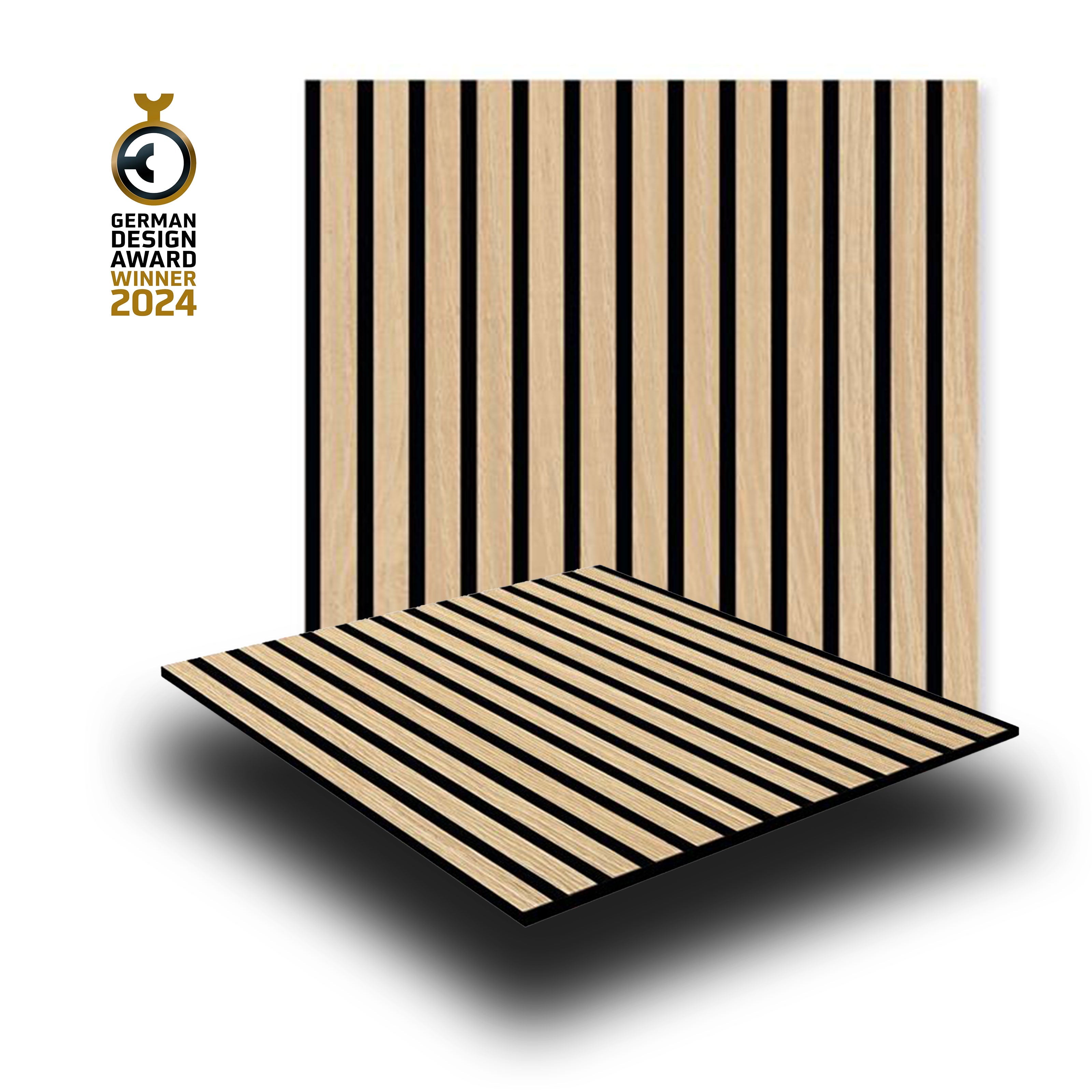 JANGAL Parete acustica a pannelli Modulabile LAMELLI 52x52cm rivestiti vero ROVERE mod. FANAL OAK