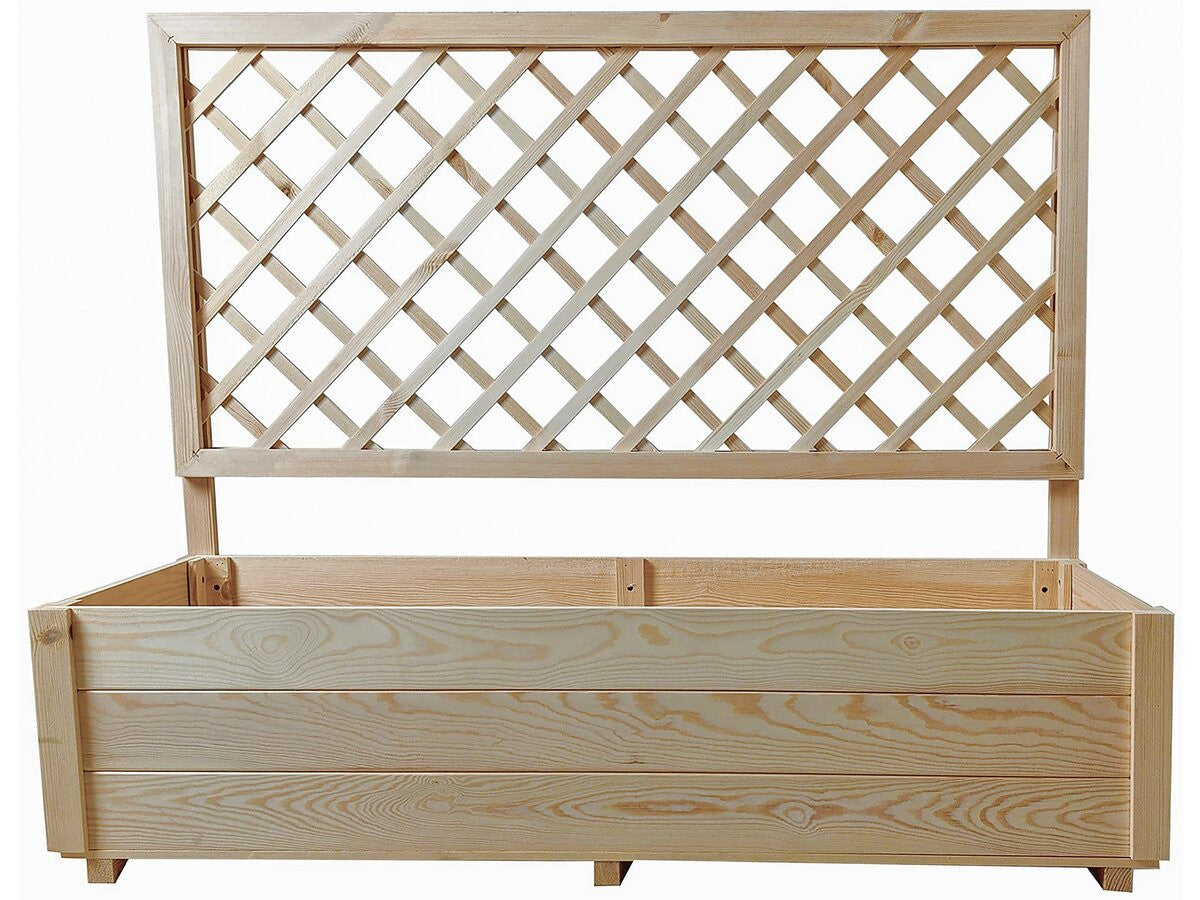 Fioriera in legno con traliccio "Orpin" - 98 x 34 x 104 cm