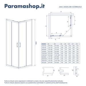Box doccia 75x75 cm angolare doppio scorrevole profili neri vetro fumÃ© h190 | Java