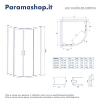 Box doccia 80x80cm semicircolare apertura scorrevole cristallo 6mm opaco | Java