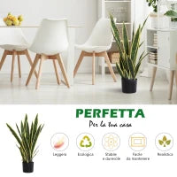 Sanseveria Artificiale Pianta Finta Realistica con Vaso,  Ø15cm x 80cm, Verde e Giallo