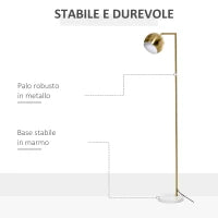 Lampada da Terra Moderna con Paralume Regolabile in Stile Vintage Compatibile con E27 40W - Oro