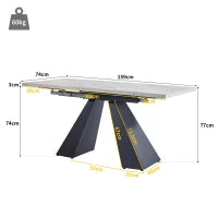 Tavolo da pranzo allungabile, per soggiorno e studio, 159×74×77 cm, Nero e Grigio