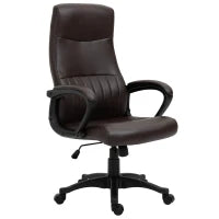 Sedia da Ufficio Ergonomica, Sedia Girevole con Schienale Alto e Dondolo, Altezza Regolabile e Ruote, 61.5x66x113-123cm, Marrone