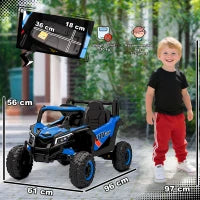 Auto Elettrica per Bambini UTV 12V con 2 Motori Telecomando 2,4G Velocità fino a 7 km/h Sistema di Sospensione Blu