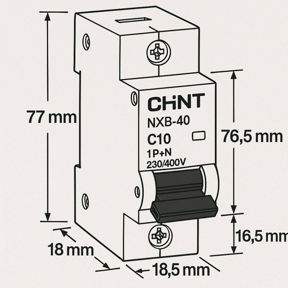 Chint 817016 interruttore magnetotermico 1p+n curva c 10a 230v 4,5ka 1 modulo