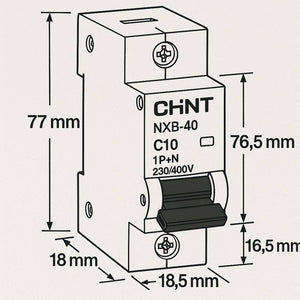 Chint 817016 interruttore magnetotermico 1p+n curva c 10a 230v 4,5ka 1 modulo