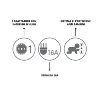 Adattatore schuko nero 16 ampere ecova