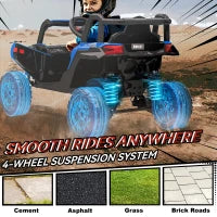 Auto Elettrica per Bambini UTV 12V con 2 Motori Telecomando 2,4G Velocità fino a 7 km/h Sistema di Sospensione Blu
