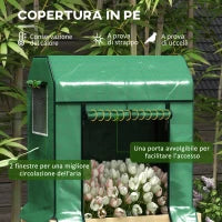 Letto per Orto Rialzato con Copertura in PE Verde e Struttura in Legno, 80x60x165cm