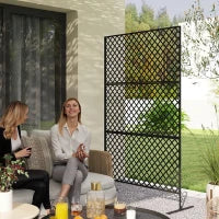 Paraventi Divisorio per Esterni, Schermo in Metallo per Terrazza, Veranda, Giardino, Grata Rampicante Stellare, Acciaio, Nero