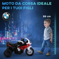 Moto Elettrica per Bambini Max. 20kg con Licenza BMW, Macchina Elettrica con 3 Ruote, Batteria Ricaricabile 6V, Bianco Rosso, 66x37x44cm