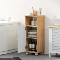 Mobile da bagno, mobiletto portaoggetti stretto con armadio a porta e vano aperto, 30x30x80cm, verde