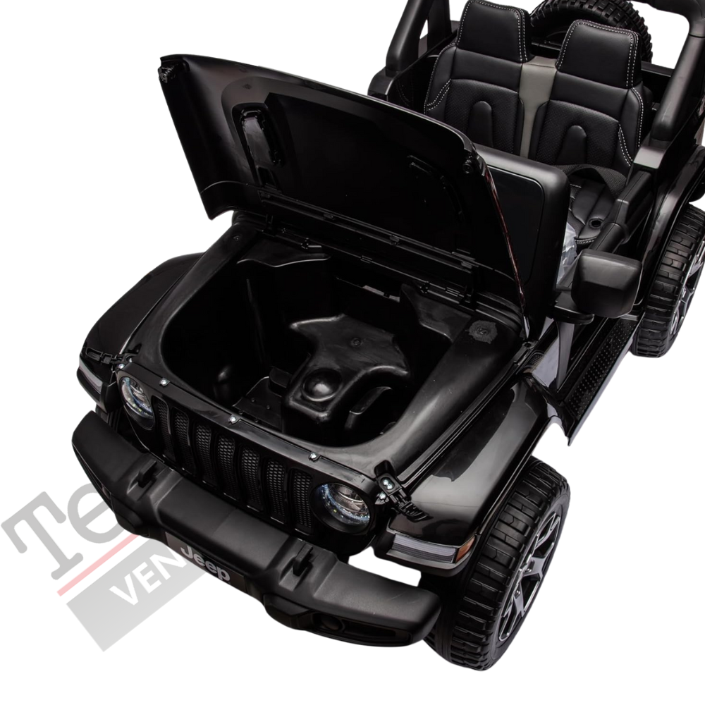 Auto Macchina Elettrica per Bambini JEEP FIAT Wrangler RUBICON 12V 2 Posti  con Monitor 4" Mp4 - Sedile in Pelle -Nero