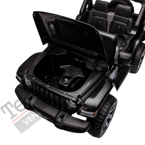 Auto Macchina Elettrica per Bambini JEEP FIAT Wrangler RUBICON 12V 2 Posti  con Monitor 4" Mp4 - Sedile in Pelle -Nero