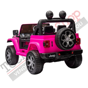 Auto Macchina Elettrica per Bambini JEEP FIAT Wrangler RUBICON 12V 2 Posti  con Monitor 4" Mp4 - Sedile in Pelle -Rosa