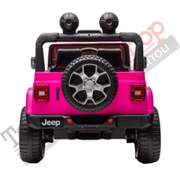 Auto Macchina Elettrica per Bambini JEEP FIAT Wrangler RUBICON 12V 2 Posti  con Monitor 4" Mp4 - Sedile in Pelle -Rosa
